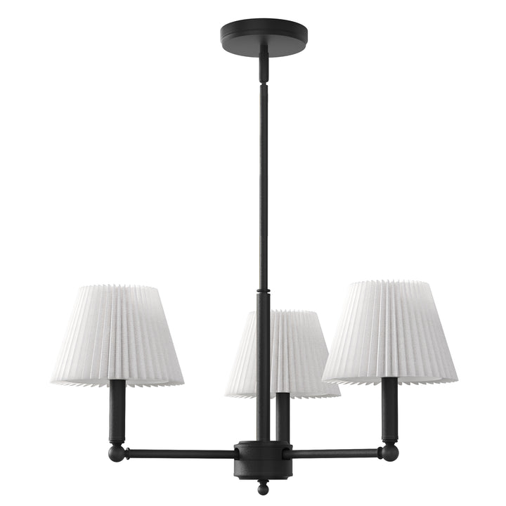 Twilight 3-Light White Linen Fabric Shade Mid-Century Modern Chandelier For Dining Room #P39007