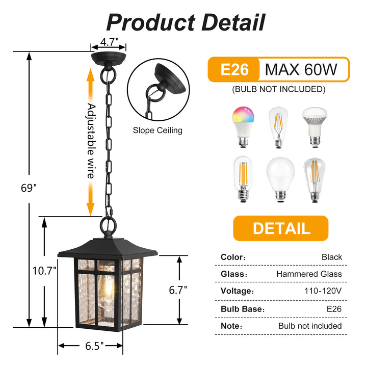 1- Light Outdoor Hanging Lantern #7055