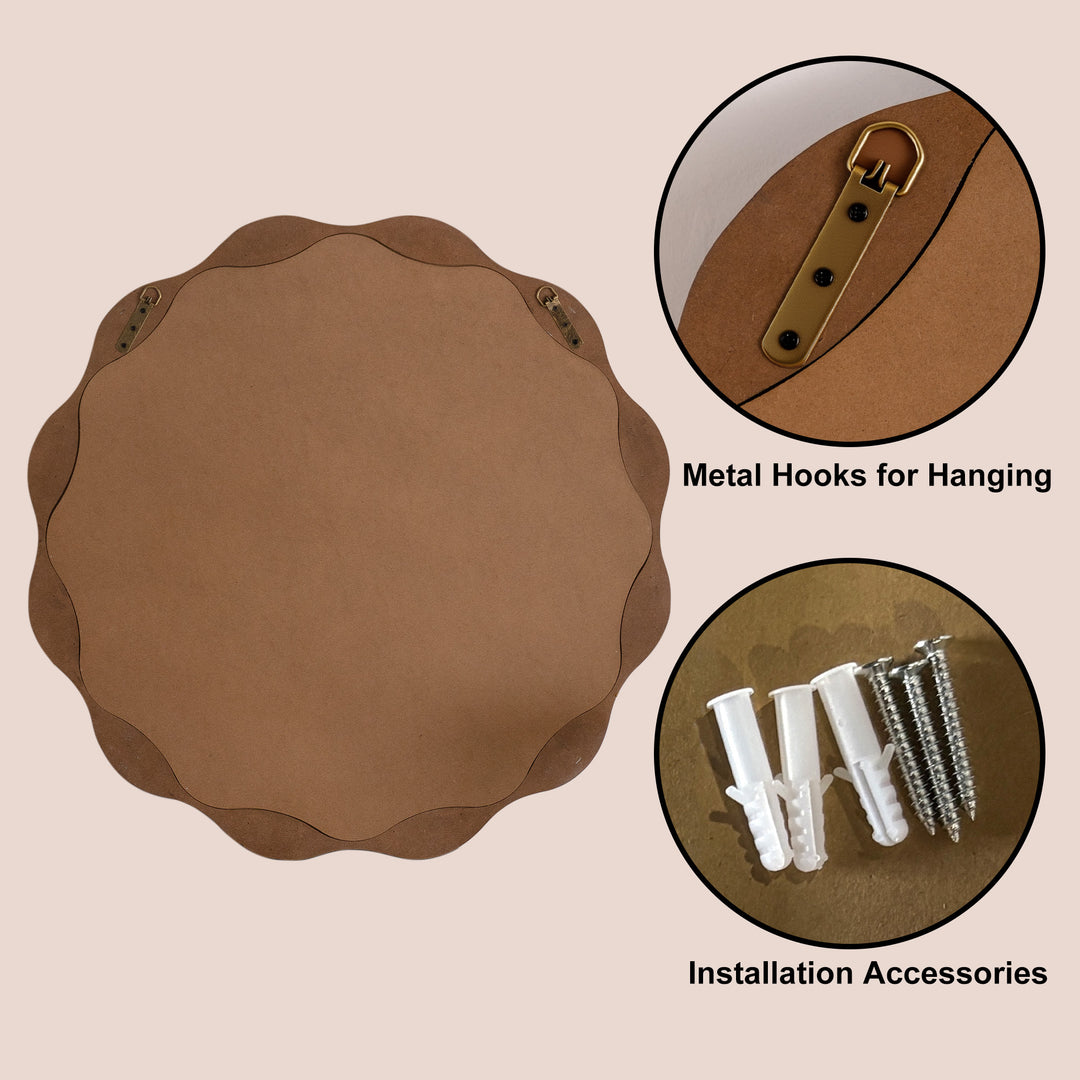 Clarity 32.5" Vintage Oval Solid Wood Framed Wavy Organic Design Wall Mounted Vanity Mirror #25036