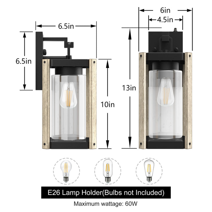 1-Light 13'' Iron And Glass Wall Light With Dusk To Dawn #7051