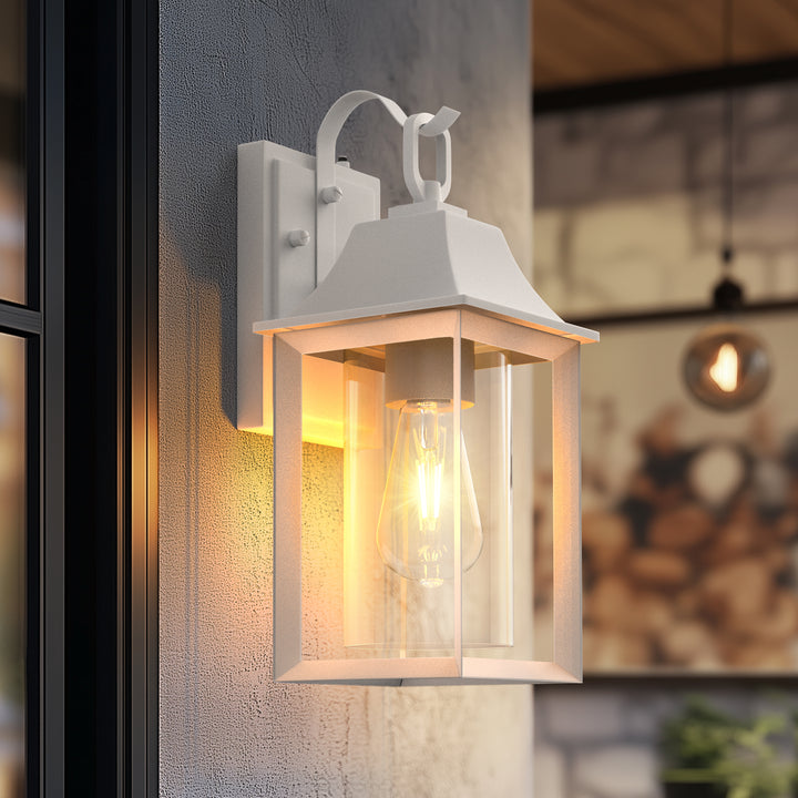 1 - Light Black Outdoor Wall Lantern with Clear Glass #7038