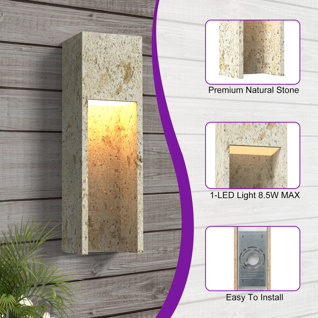 Breeze 18''H Dimmable White Travertine 80CRI LED Outdoor Wall Light #OW7110