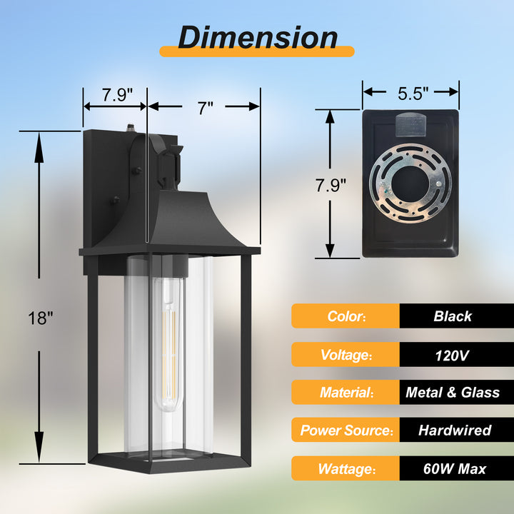 Solstice  1 - Light 18" H Glass Outdoor Wall Lantern With Dusk To Dawn #7058