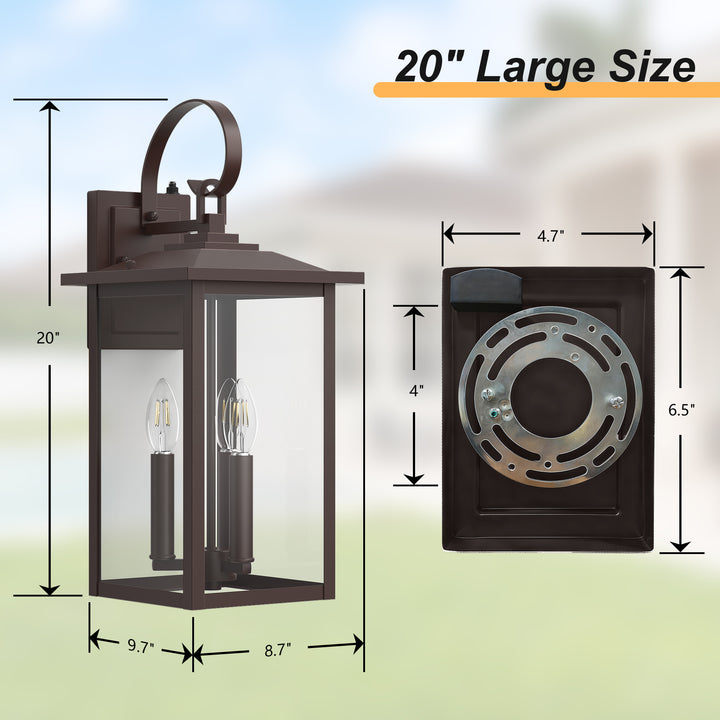 Dusk to Dawn 12.5" Outdoor Wall Sconce, Exterior Wall Light Fixture, Matte Black Porch Light Outdoor, Outside Wall Mount Lantern for House Garage Doorway (Bulb Include) #7004