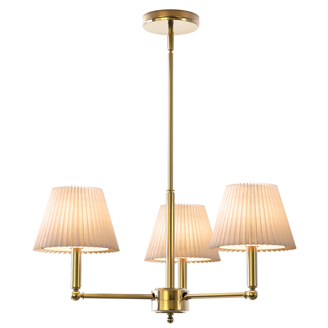 Twilight 3-Light White Linen Fabric Shade Mid-Century Modern Chandelier For Dining Room #P39007