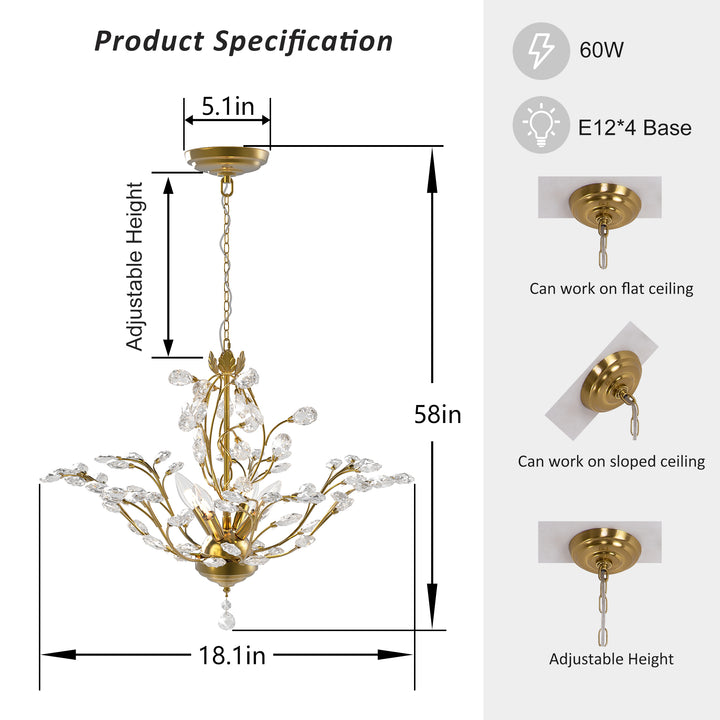Maxax 4-Light Crystal Chandelier #19046