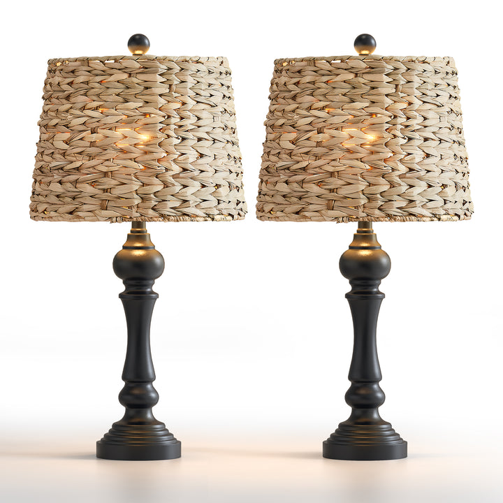 Maxax Coastal Rustic White Modern Table Lamp (Set of 2) #T150