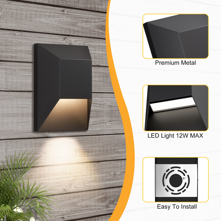 Brandalynn 9''H 1-Light Dimmable Sand Grain Black Led Outdoor Wall Light #7080