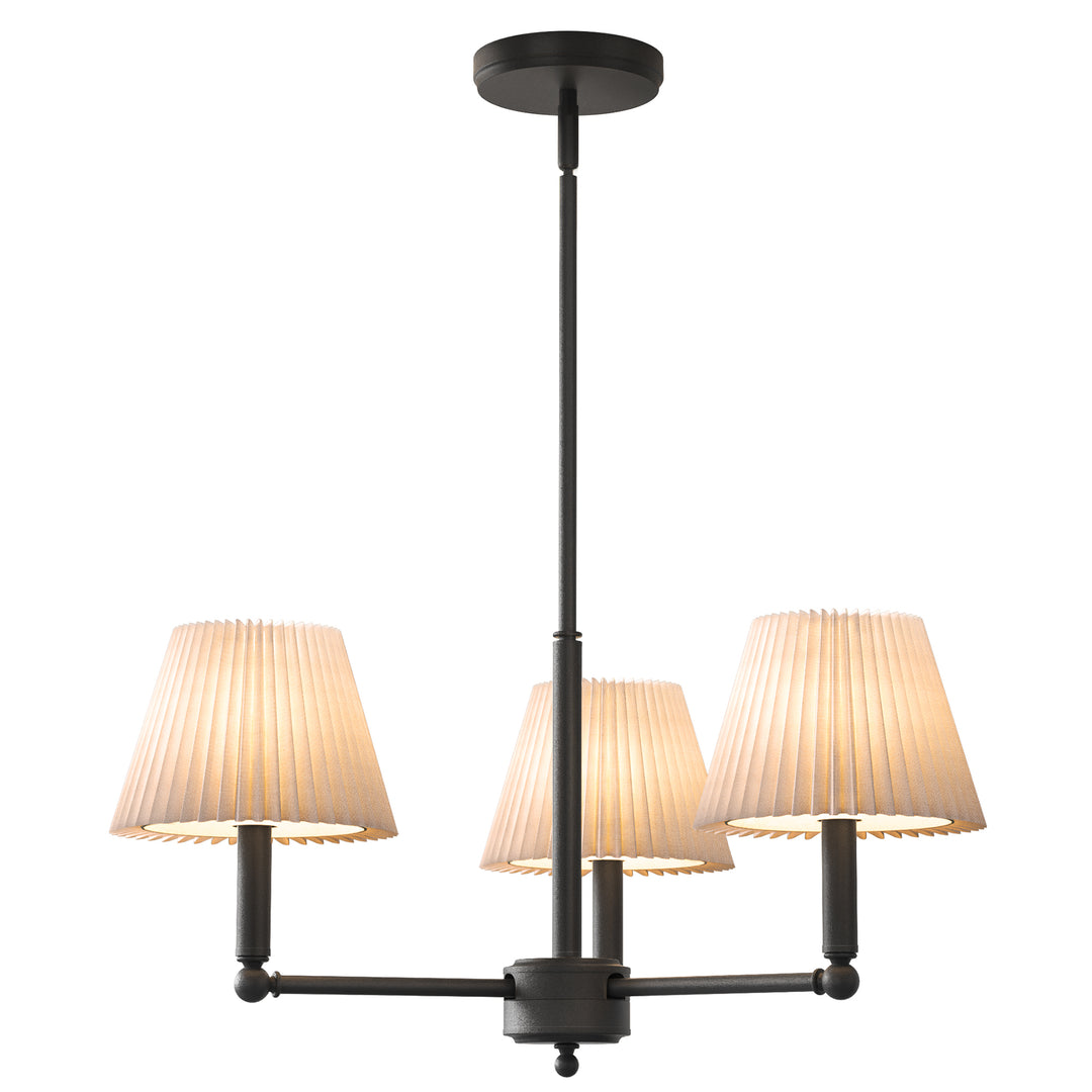 Twilight 3-Light White Linen Fabric Shade Mid-Century Modern Chandelier For Dining Room #P39007