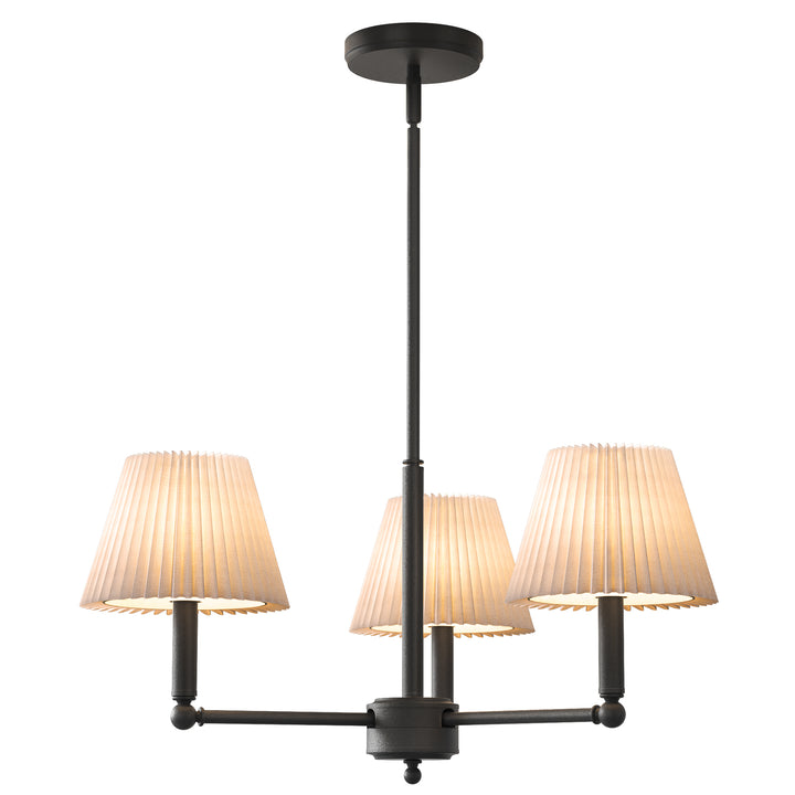 Twilight 3-Light White Linen Fabric Shade Mid-Century Modern Chandelier For Dining Room #P39007