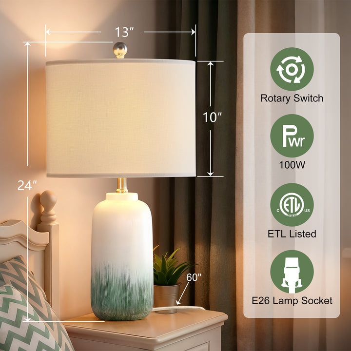 23.5" Chanise Ceramic Table Lamp For Living Room/Bedroom (Set of 2) #T198