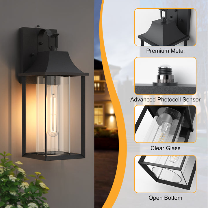 Solstice  1 - Light 18" H Glass Outdoor Wall Lantern With Dusk To Dawn #7058