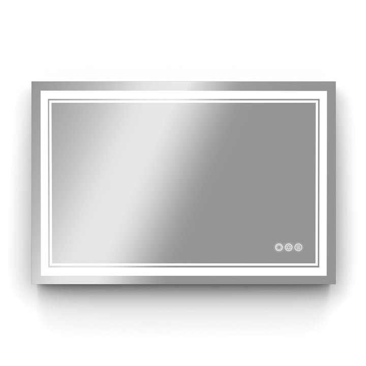 Modern Frameless Anti-Fog LED Lighted Dimmable Wall Mounted Bathroom Vanity Mirror 48" H x 32" W #MXML01-128