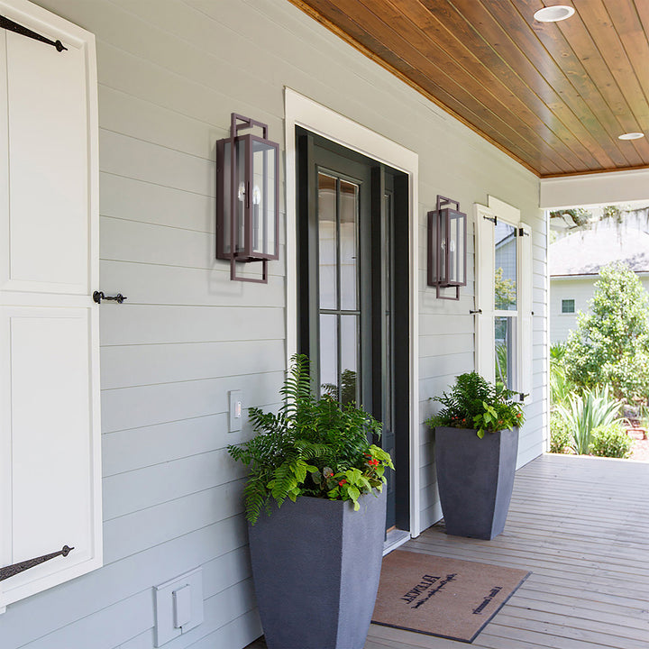 Radiance 3 -Light Steel And Glass Outdoor Wall Light with Dusk to Dawn #7030