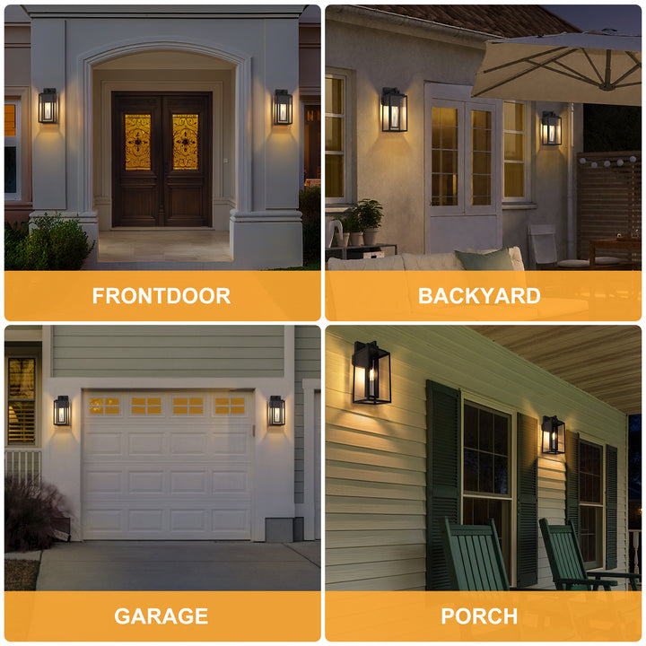 Large Outdoor Wall Lights, 18IN Modern Exterior Lighting Fixtures with White E12 Base, Wall Mount Lantern Waterproof Outside Sconce for House Porch Patio Yard Front Door #7067-2BK