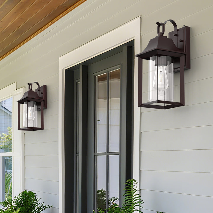1 - Light Black Outdoor Wall Lantern with Clear Glass #7038