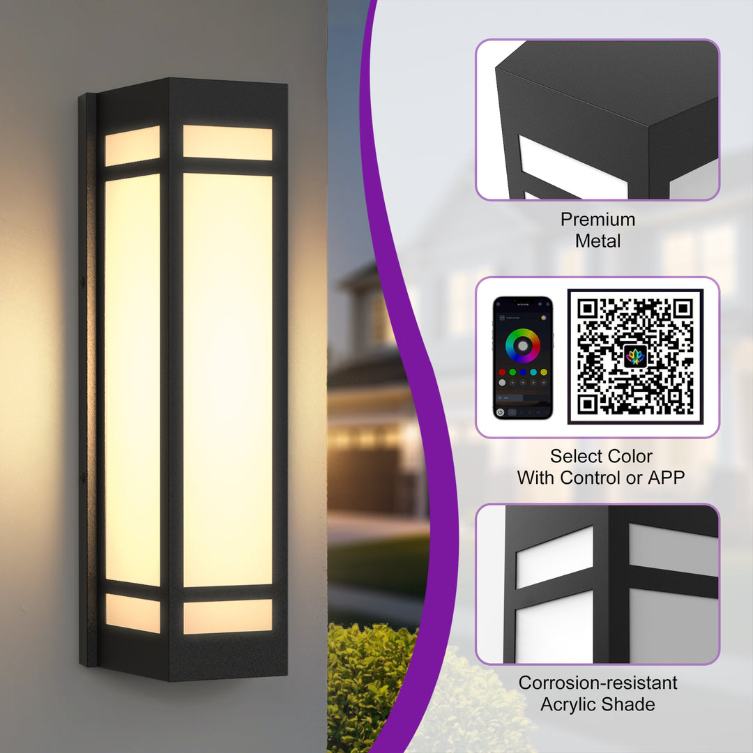 Solstice 15" Outdoor Rgb Wall Light With Remote&App #7078