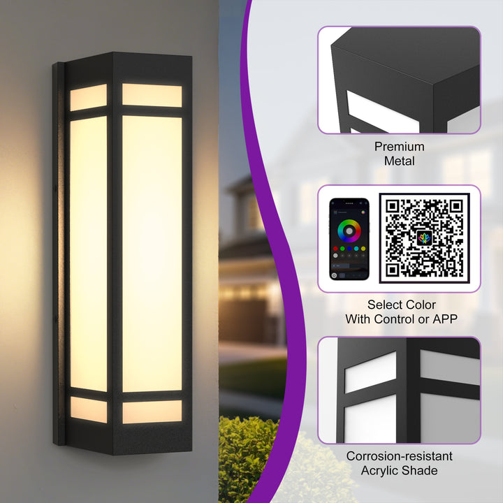 Solstice 15" Outdoor Rgb Wall Light With Remote&App #7078