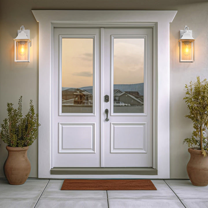 1 - Light Black Outdoor Wall Lantern with Clear Glass #7038