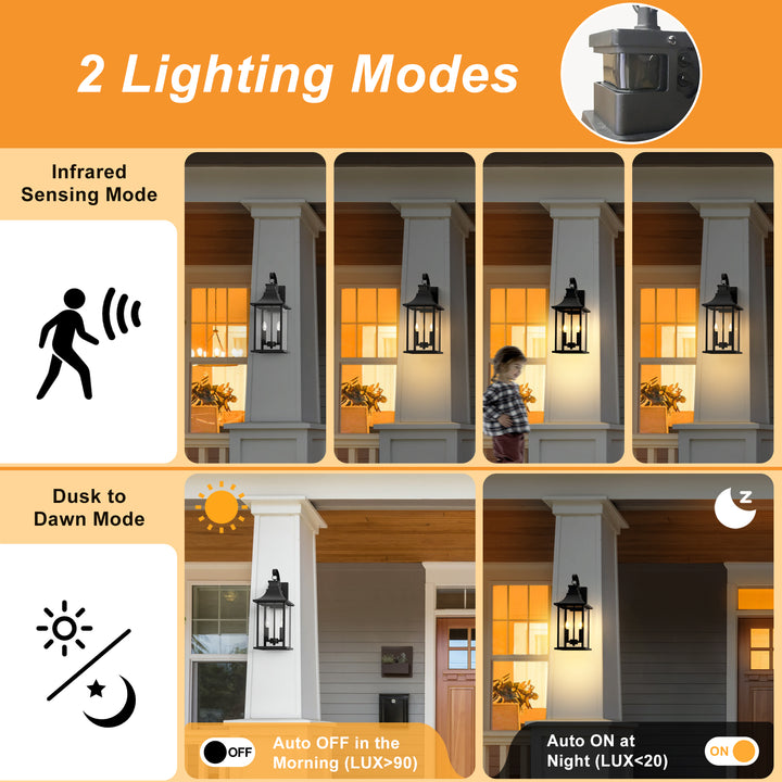 Solstice 1 - Light 19"H Aluminium Outdoor Wall Lantern With Dusk To Dawn And Motion Sensor #7059