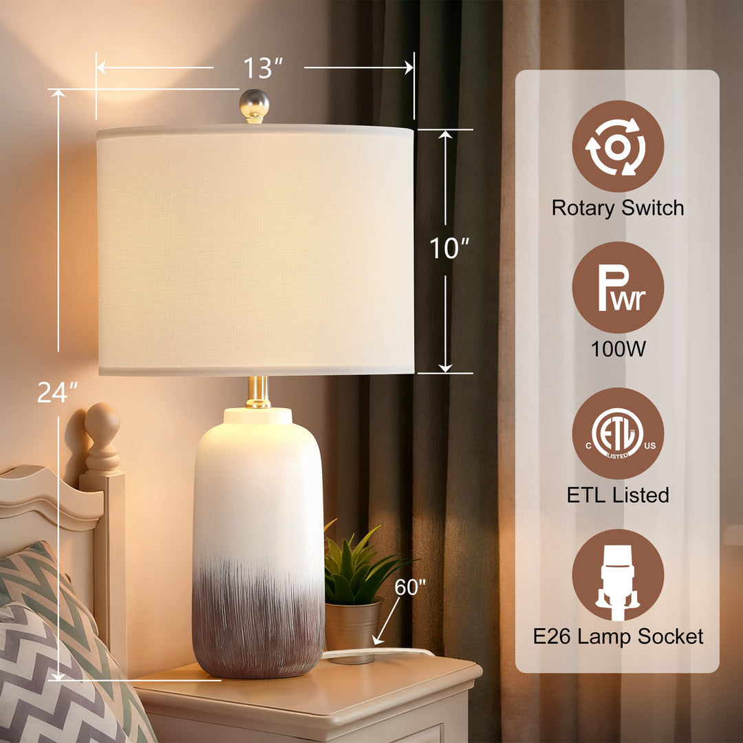 23.5" Chanise Ceramic Table Lamp For Living Room/Bedroom (Set of 2) #T198