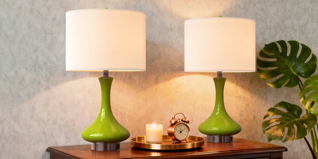 Aura 23.5'' Modern Blue Ceramic Table Lamp With USB Ports For Living Room/Bedroom #T252