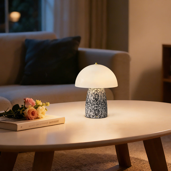 Pulsar 11" Modern Rechargeable Touch Control Desk Lamp, Portable Wireless Ceramic Led Lamp With Milky White Glass Shade, Three-Level Dimming, Suitable For Bedrooms, Living Rooms, Terraces And Outdoors #T281