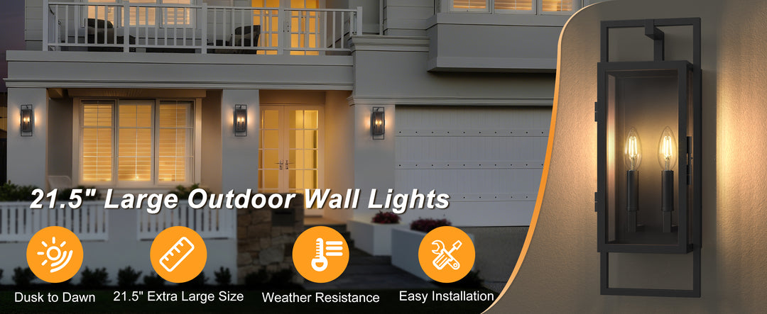 Radiance 3 -Light Steel And Glass Outdoor Wall Light with Dusk to Dawn #7030
