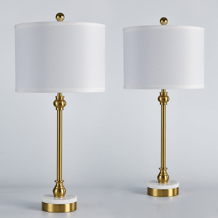 28.3" Marble And Metal Table Lamp For Living Room/bedroom (Set of 2) #T264