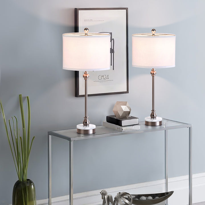 28.3" Marble And Metal Table Lamp For Living Room/bedroom (Set of 2) #T264