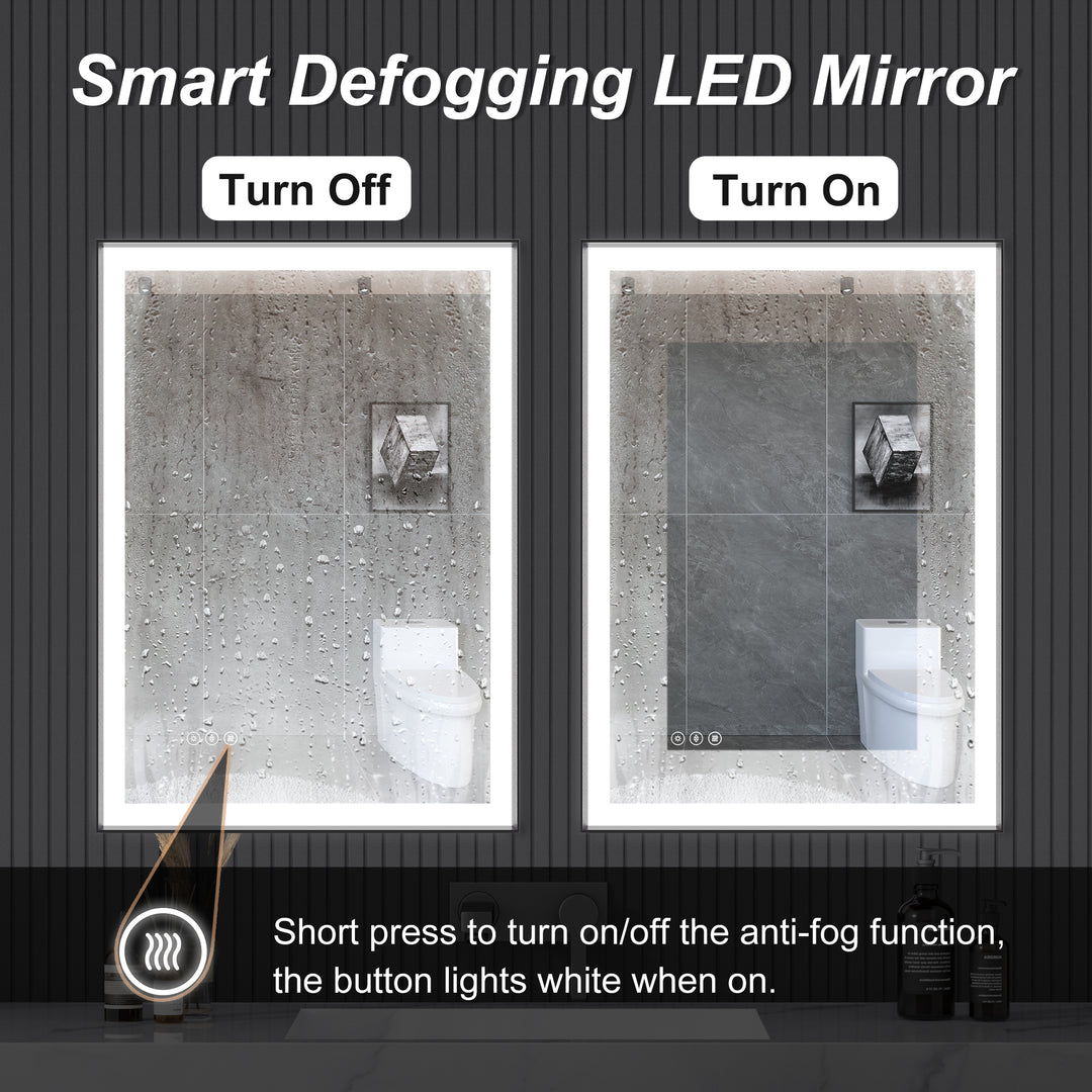 Modern Space Aluminum Framed Led Lighted Dimmable Anti-Fog Tempered Glass Bathroom #MS02