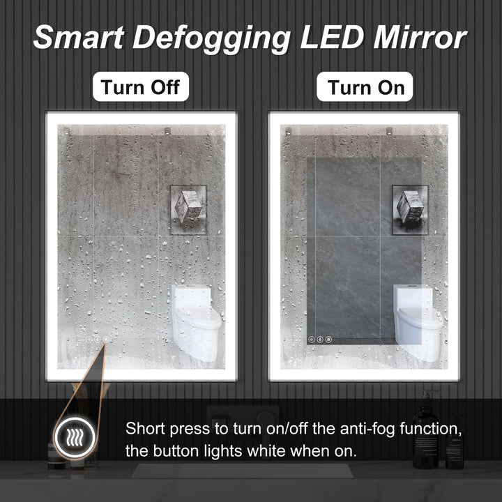 Modern Space Aluminum Framed Led Lighted Dimmable Anti-Fog Tempered Glass Bathroom / Vanity Mirror #MS02