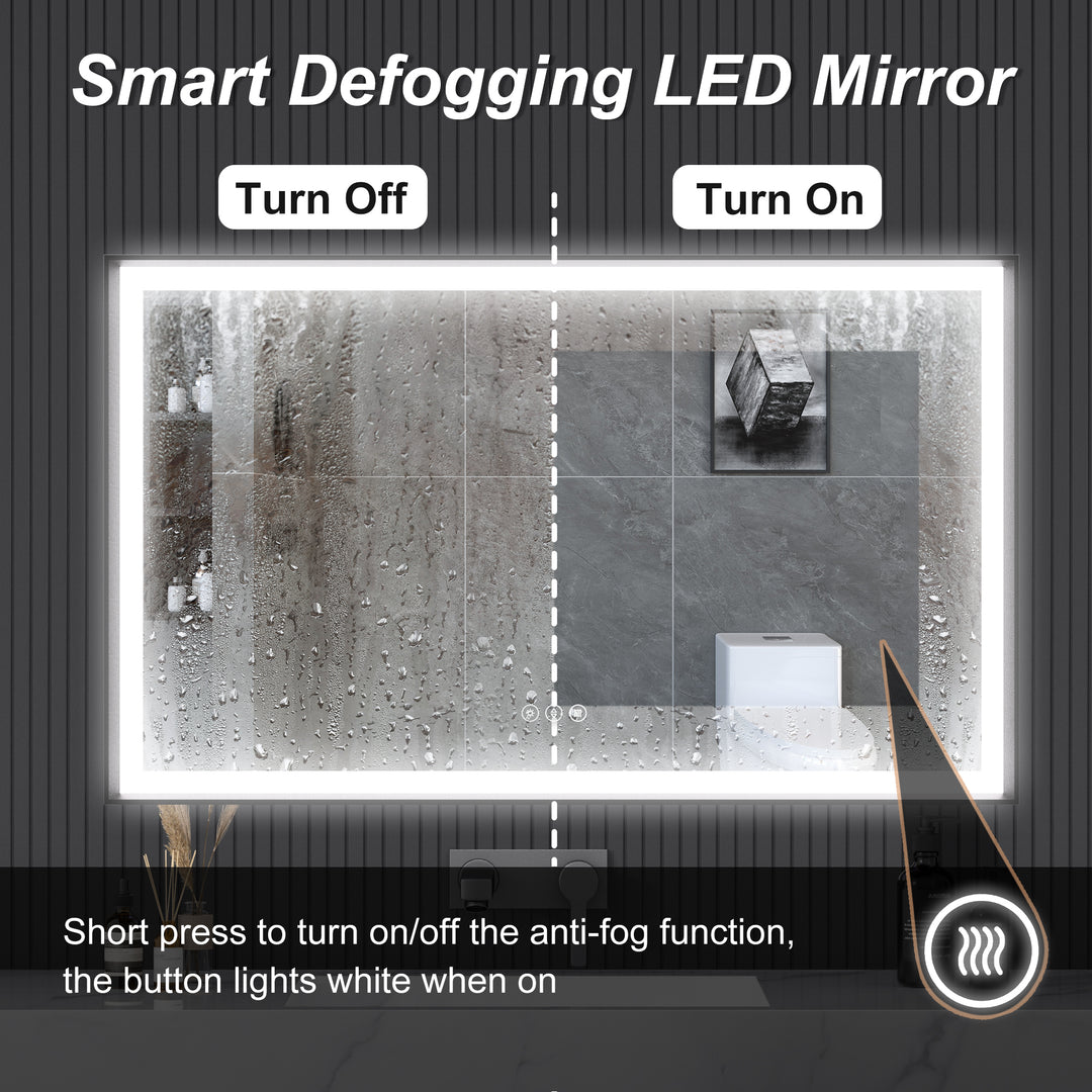 Modern Space Aluminum Framed Led Lighted Dimmable Anti-Fog Tempered Glass Bathroom / Vanity Mirror #MS02