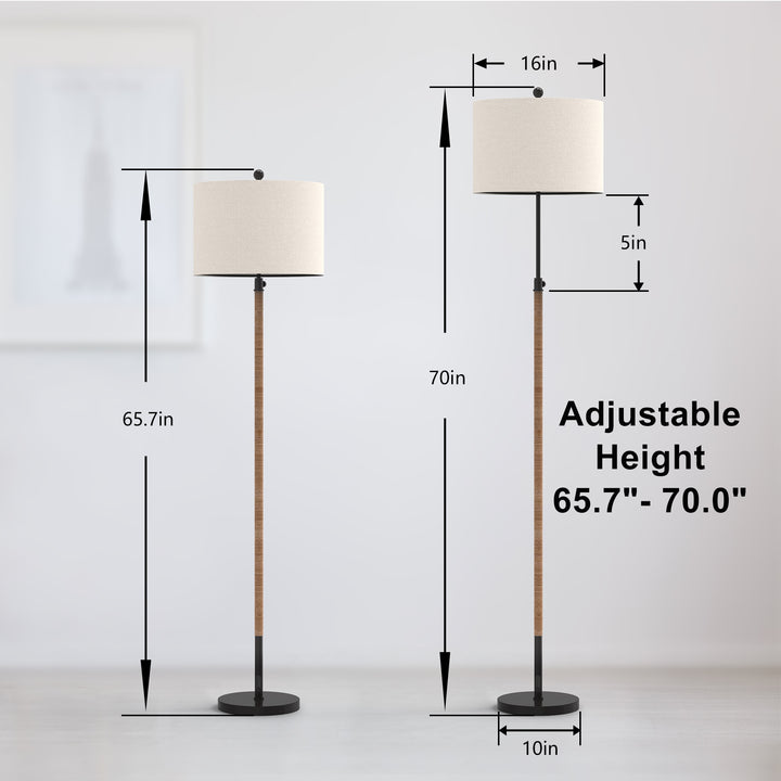 70" Adjustable Modern Rattan Floor Lamp For Living Room/bedroom #F262-BK