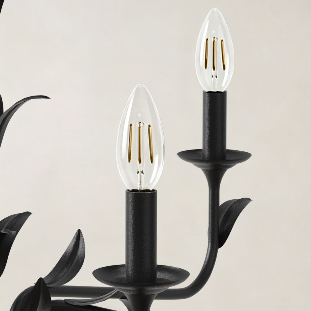 30" 6-Light Matte Black Candle Style Chandelier for Dining Room & Living Room #48009