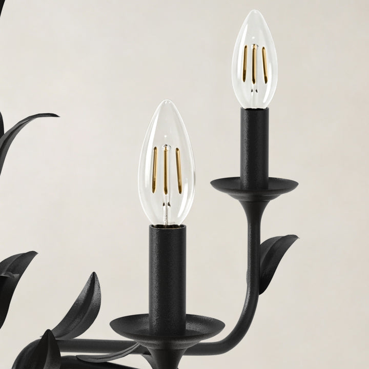 30" 6-Light Matte Black Candle Style Chandelier for Dining Room & Living Room #48009