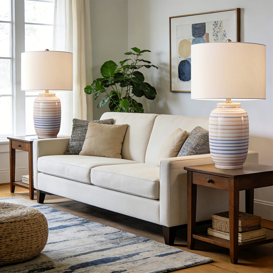 25 '' Blue Ceramic Table Lamp #T176