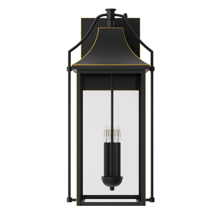 Lawyettle 18" Outdoor Wall Lantern with Dusk to Dawn Sensor, 2-Light Waterproof Brown Wall Sconce with Glass for Porch, Garage, Front Door, Patio #7040