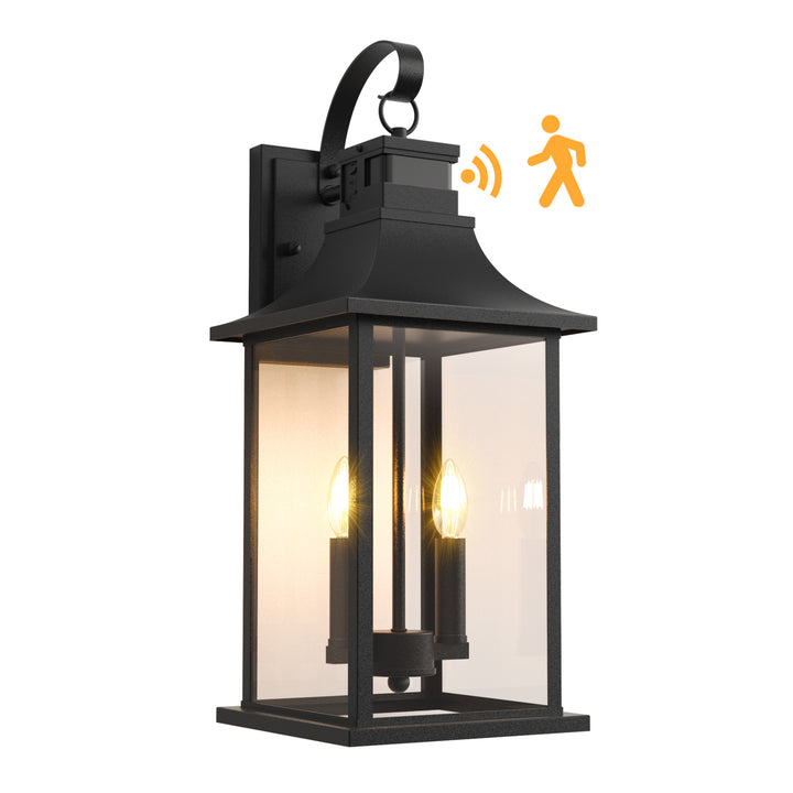 Solstice 1 - Light 19"H Aluminium Outdoor Wall Lantern With Dusk To Dawn And Motion Sensor #7059
