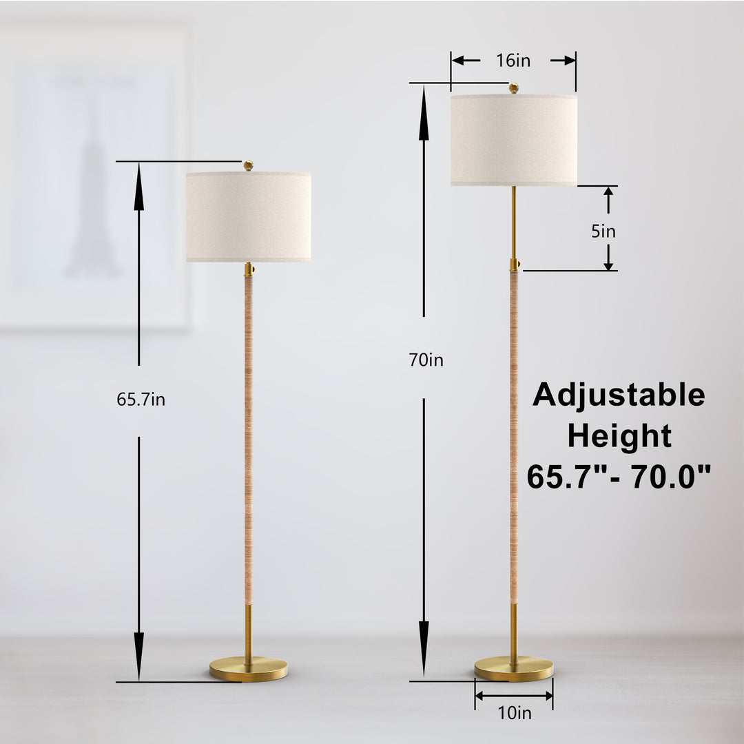 70" Adjustable Modern Rattan Floor Lamp For Living Room/bedroom #F262-BK