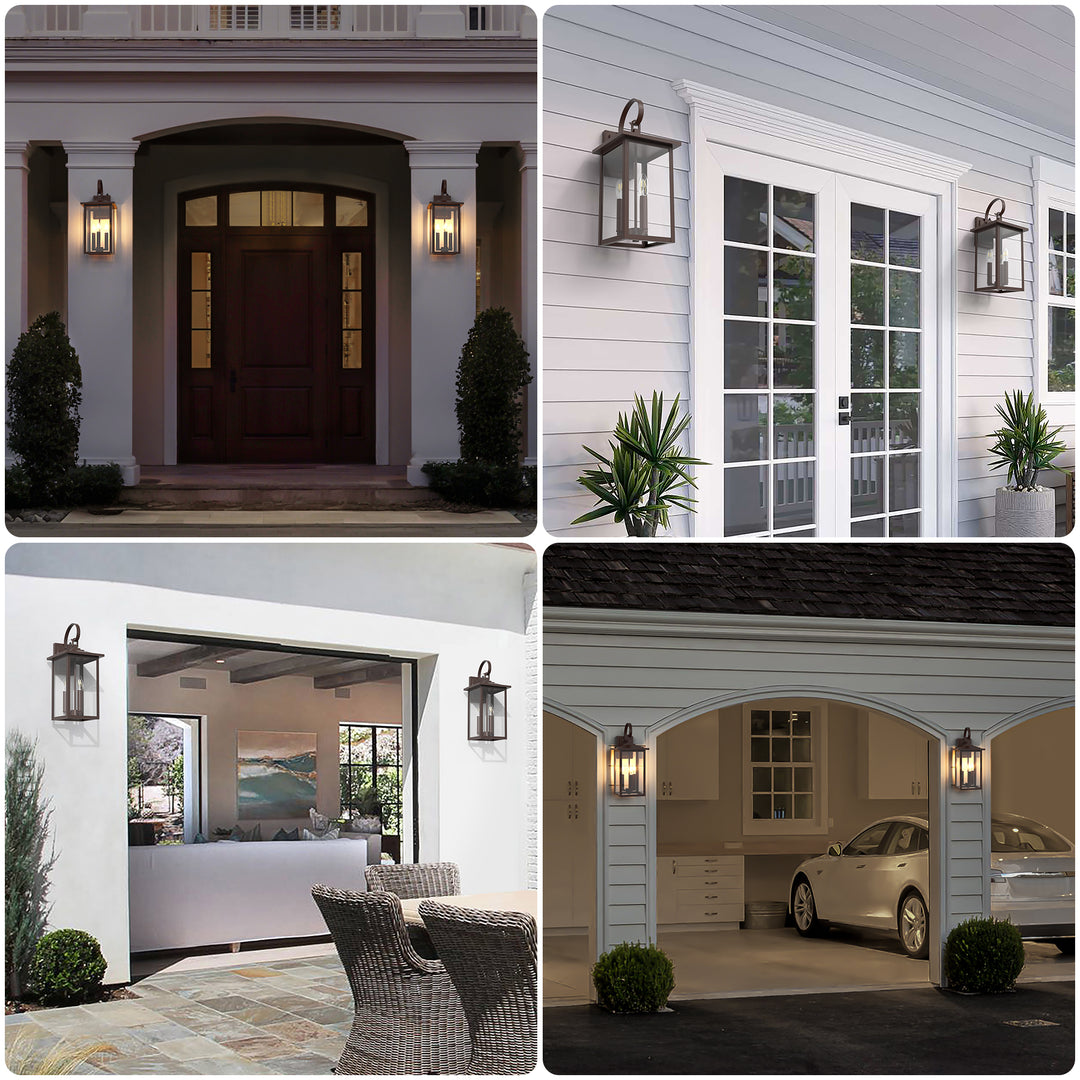 Dusk to Dawn 12.5" Outdoor Wall Sconce, Exterior Wall Light Fixture, Matte Black Porch Light Outdoor, Outside Wall Mount Lantern for House Garage Doorway (Bulb Include) #7004