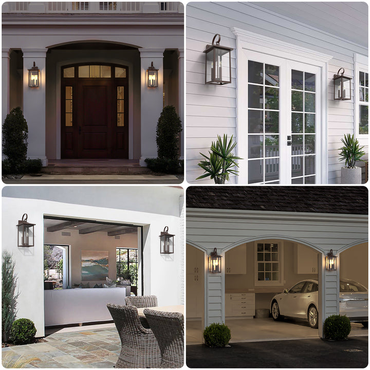 Dusk to Dawn 12.5" Outdoor Wall Sconce, Exterior Wall Light Fixture, Matte Black Porch Light Outdoor, Outside Wall Mount Lantern for House Garage Doorway (Bulb Include) #7004