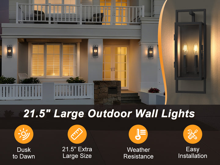 Radiance 3 -Light Steel And Glass Outdoor Wall Light with Dusk to Dawn #7030