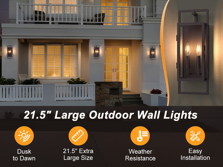 Radiance 3 -Light Steel And Glass Outdoor Wall Light with Dusk to Dawn #7030