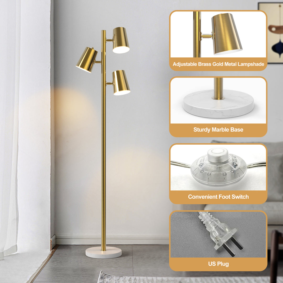 3-Head Adjustable Gold Nordic Minimalist Floor Lamp #F265-WD