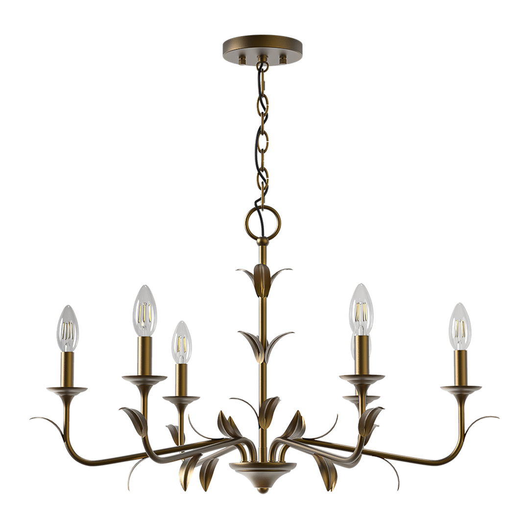 30" 6-Light Matte Black Candle Style Chandelier for Dining Room & Living Room #48009