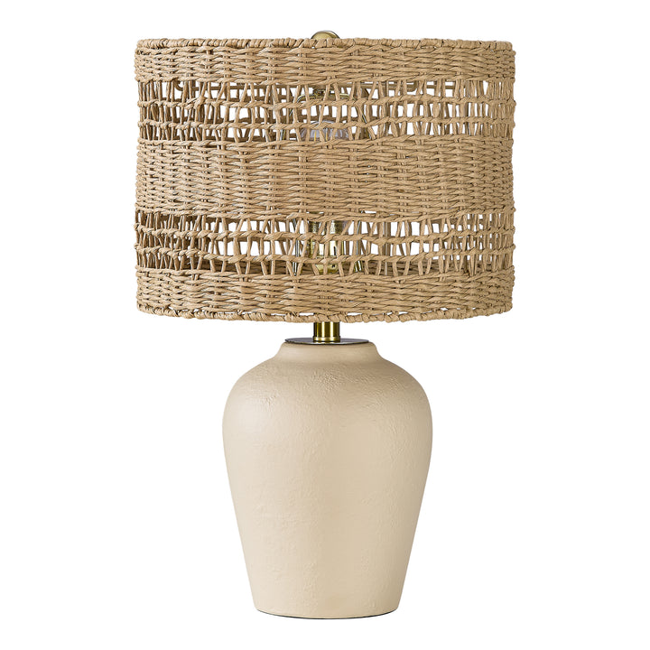 Boho Style Ceramic Rattan Table Lamp For Living Room/Bedroom/Entryway Console/Decorative Supplements With Rattan Accent