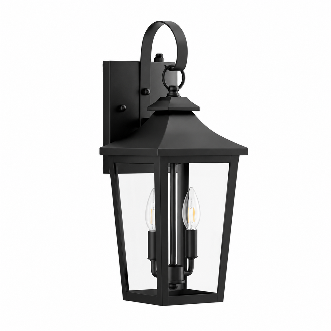 Solstice Iron Black ETL Tempered Glass Outdoor Wall Light with Dusk to Dawn #OW7124