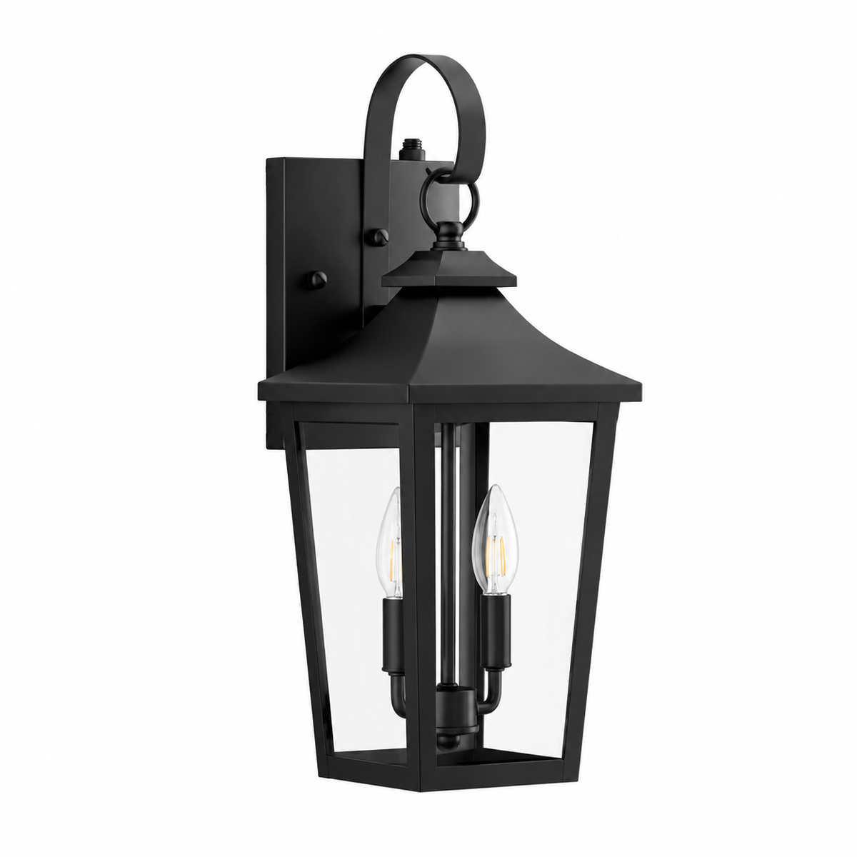 Solstice Iron Black ETL Tempered Glass Outdoor Wall Light with Dusk to Dawn #OW7124