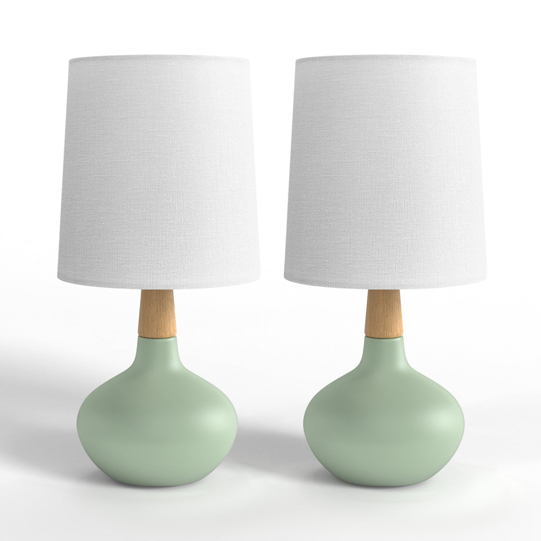 Maxax 14" Ceramic Table Lamps Set of 2, Small Beside Lamps, Modern White Bedside Nightstand Lamps for Living Room Bedroom #T185